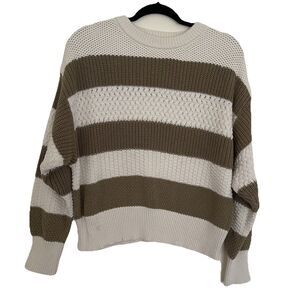 A New Day Striped Textured Crew Neck Long Sleeve Sweater Women's Size L